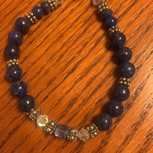 EUC Bracelet - Blue Lapis Beads, Silver and Crystals 8” - Picture 8 of 10